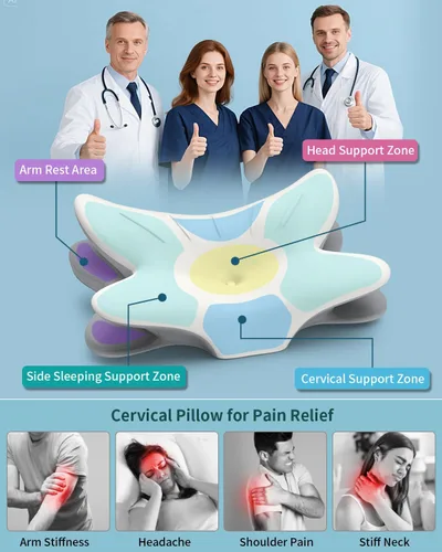 Miniatura 2 de Almohada Cervical para Alivio del Dolor de Cuello, Almohada Ergonómica para Dormir de Lado, Almohadas Ortopédicas de Espuma Viscoelástica