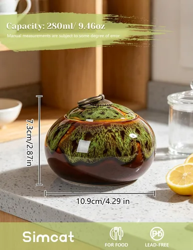Miniatura 8 de Tarros de almacenamiento de cerámica, exquisitos tarros de alimentos con esmalte para almacenamiento de especias de cocina, tarros para té, tarros