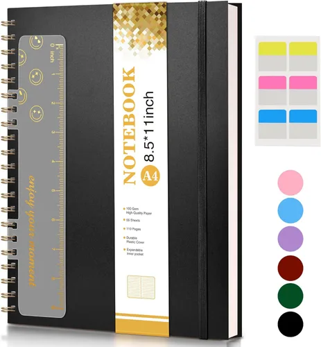 Miniatura 27 de Lined Spiral Notebook Journal 8.5” x 11”, A4 Large Notebooks for Women Men, College Ruled Journal, 100 GSM Paper, Plastic Hardcover Spiral Bound