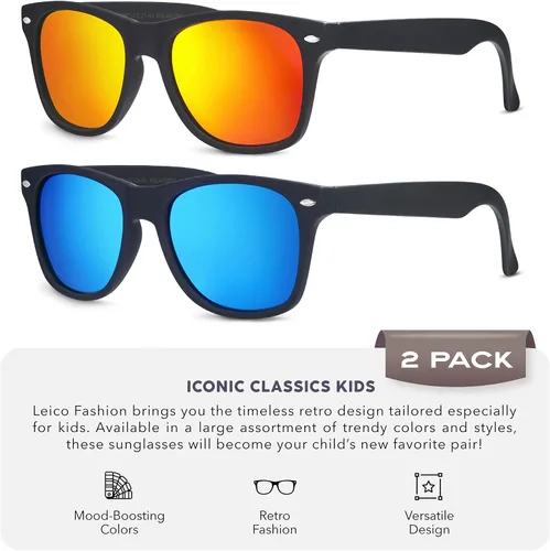 Miniatura 2 de LEICO FASHION Gafas de sol polarizadas retro para niños y niñas de 3 a 12 años inastillables con protección UV para niños pequeños