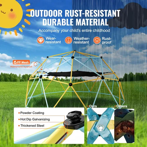 Miniatura 7 de VEVOR - Cúpula de escalada de 10 pies, escalador de cúpula geométrica con hamaca y columpio, gimnasio de jungla con capacidad de 750 lb y fácil
