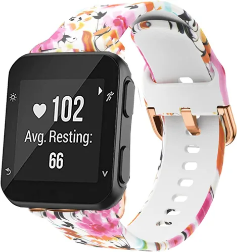 Miniatura 13 de Correa de reloj compatible con Garmin Forerunner 35, correa de repuesto de silicona con patrón de moda para hombre y mujer