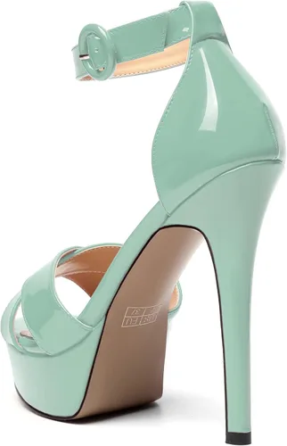 Miniatura 56 de MODENCOCO Sandalias de boda con correa de tobillo sexy para mujer, con plataforma y puntera abierta, tacón de aguja y tacón alto, zapatos de vestir