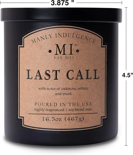 Miniatura 4 de Manly Indulgence Last Call - Velas perfumadas para hombres, 2 mechas, 16.5 onzas, cera de mezcla de soja premium, 60 horas de combustión, velas