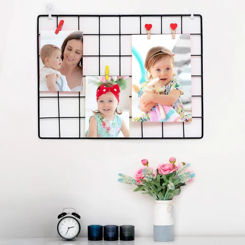 1 paquete de paneles magnéticos de rejilla de alambre de metal negro | Organizador de pared para fotos y fotos | Tablero de cuadrícula | Decoración