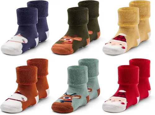 Miniatura 7 de Calcetines cálidos antideslizantes para bebés y niños, calcetines de invierno gruesos con agarres para bebés y niñas, calcetines antideslizantes