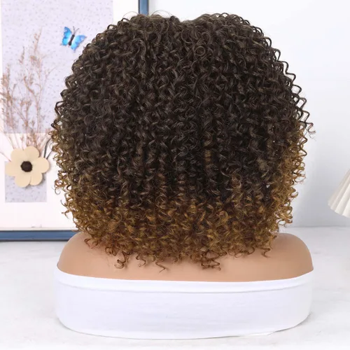 Miniatura 3 de WIGER Pelucas cortas de encaje frontal estilo Bob, pelucas de parte media, pelucas rizadas previamente despuntadas de 13 x 4 x 1 pulgadas, pelucas