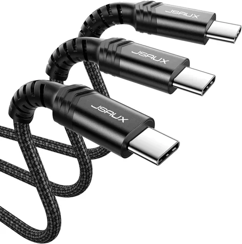 Miniatura 17 de JSAUX Paquete de 3 cables USB C a USB C de 100 W [6.6 pies+6.6 pies+6.6 pies] compatible con iPhone 17 Air 16 15 Pro Max Samsung Galaxy S25 S24 Azul