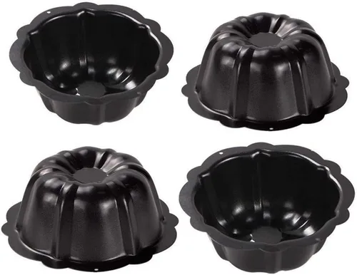 Paquete de 4 mini moldes para tartas, acero al carbono de 5 pulgadas, reutilizables, antiadherentes, plato para hornear pequeño, borde con volantes,