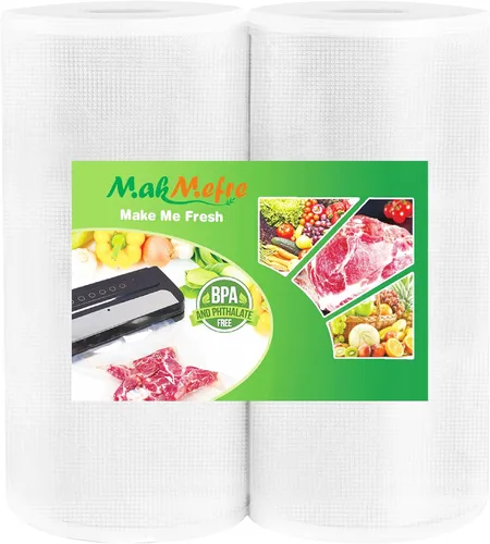MakMeFre Paquete de 2 bolsas selladoras al vacío de 8 x 50 pulgadas sin BPA, bolsas de almacenamiento de alimentos al vacío resistentes, rollo