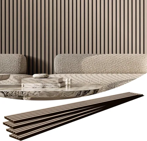 VEVOR Panel Acústico de Listones de Madera, 7.9 x 94.5 pulgadas, Pared de Acento MDF de 4 Piezas, Tablero de Madera Falsa para Decoración Interior