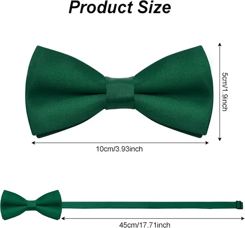 Miniatura 2 de Bskifnn Pajarita clásica de satén de color sólido para niños, corbata de lazo ajustable para niños, boda, fiesta