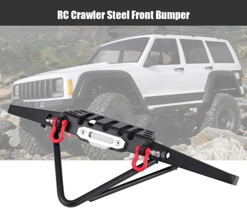 Miniatura 4 de Parachoques delantero RC Crawler, construcción de acero con luces LED integradas, pieza de actualización de coche RC, para aventuras todoterreno