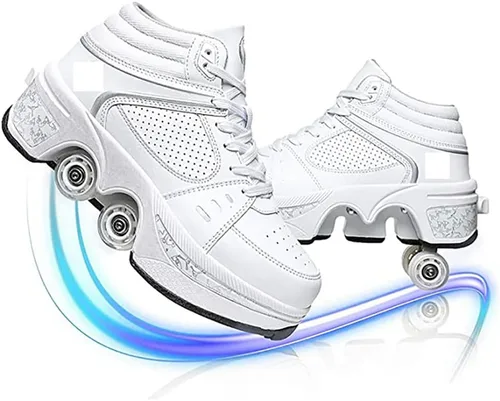 Miniatura 10 de Zapatos de patinaje de deformación para hombre y mujer, patines cuádruples, zapatos retráctiles para adultos/niños, zapatos de polea invisible