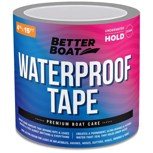 Better Boat Cinta transparente impermeable para fugas, sellador de grado marino resistente, 15 pies x 4 pulgadas, para piscinas, canalones,