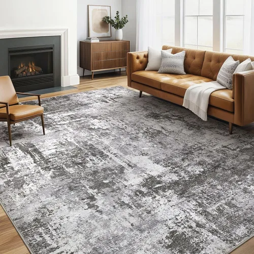 Miniatura 126 de Alfombra de pasillo lavable para cocina: 3 x 10 pies, antideslizante, abstracto, suave, moderno, resistente a las manchas, para interiores, piso