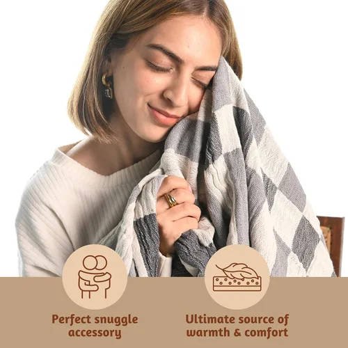 Miniatura 3 de Folkulture Manta para sofá de 50 x 60 pulgadas, 100% algodón reciclado, manta suave para cama o cama, para sofá, estilo bohemio
