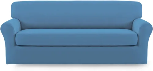 Easy-Going - Funda elástica de microfibra de 2 piezas para sofá, funda suave de elastano, lavable, parte inferior elástica, protector para muebles