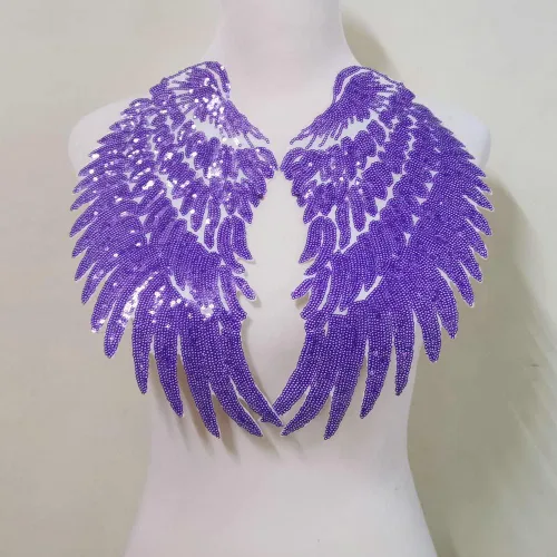 1 par de parches de lentejuelas de alas de ángel doradas y plateadas para ropa, parche bordado para planchar, apliques de accesorios de Navidad