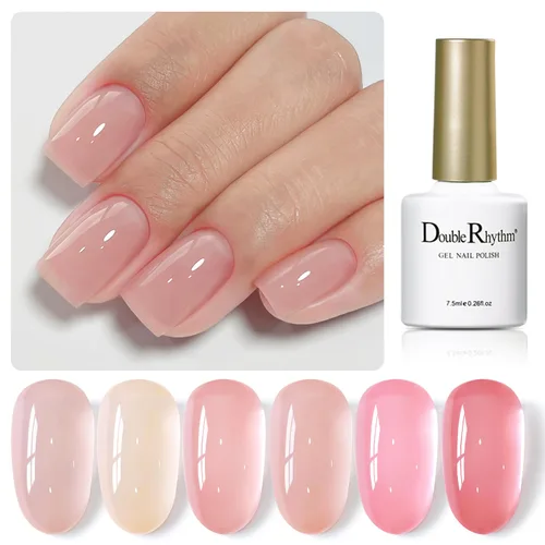 Miniatura 10 de Double Rhythm - Juego de esmaltes de uñas de gel de 6 colores Baby Light Pastel Milky, kit de iniciación para arte, bricolaje, salón, hogar