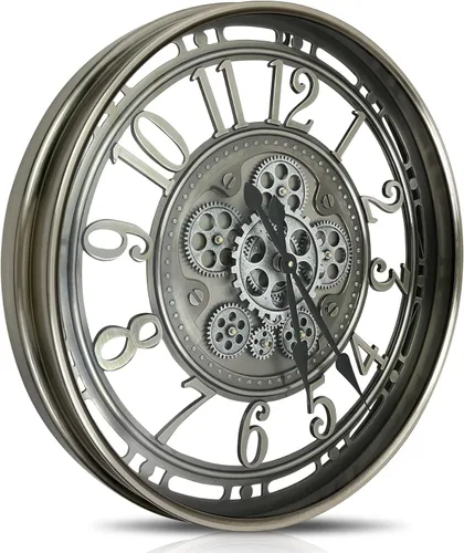 Reloj de Pared de Engranajes Móviles Reales Grande Moderno de Metal para Decoración de Sala de Estar, Reloj Decorativo Industrial Steampunk Único