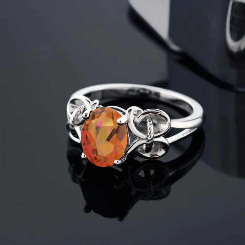 Miniatura 51 de Gem Stone King Anillo de compromiso ovalado con piedra natal para mujer, plata de ley 925, ovalado de 0.354 x 0.276 in, anillo de compromiso