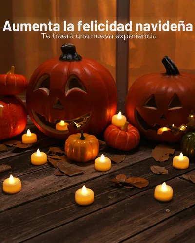 Miniatura 7 de Amagic - Paquete de 24 velas de té LED sin llama, velas de luz de té falsas eléctricas, funcionamiento a pila, para uso votivo, Halloween, Navidad