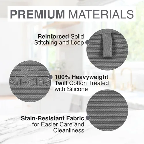 Miniatura 5 de All-Clad Soporte prémium para ollas y almohadilla térmica, (paquete de 2) resistente al calor hasta 500 grados, 100% algodón de 10 x 6.25 pulgadas