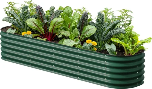 Vego garden Kit de cama de jardín elevada, 17 pulgadas de alto, 9 en 1, 8 x 2 pies, maceta elevada de metal para verduras, flores, jardinera de