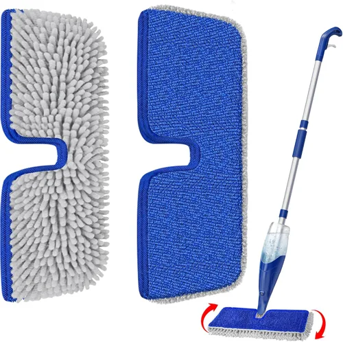 Miniatura 9 de Papclean Trapeadores en aerosol para limpieza de suelos: fregona de polvo de doble cara para pisos de baldosas de madera dura con almohadillas