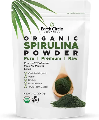 Miniatura 9 de Earth Circle Organics Espirulina en polvo, Kosher, cruda y no irradiada Proteína vegana pura Superalimento energético premium, alto
