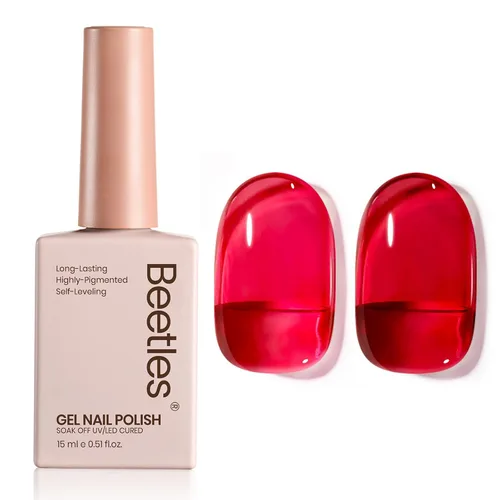 Miniatura 95 de Beetles - Esmalte de uñas de gel ultravioleta semipermanente sin HEMA de alto brillo para manicura francesa y arte de uñas, frasco a juego, blanco