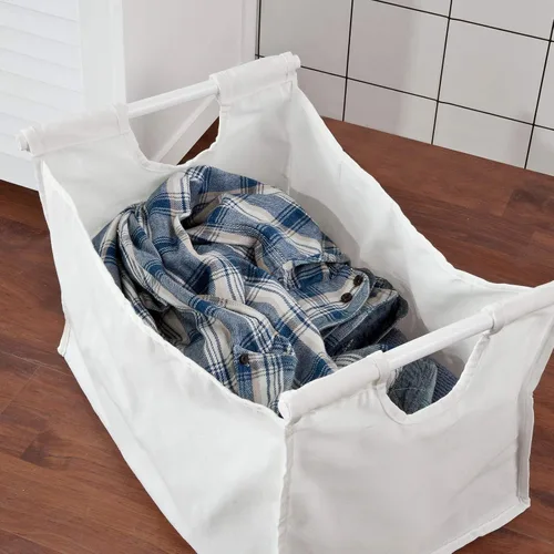 Miniatura 8 de SoBuy Banco de almacenamiento pequeño con canasta de lavandería, banco multifuncional con bolsa extraíble y tapa, baúl de juguetes oculto