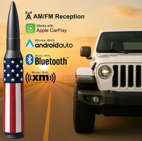 Miniatura 2 de 50 Cal Badass Bullet Antenna® se adapta a Jeep Wrangler JK y JL de (2007 para accesorios Jeep Wrangler y Gladiator), seguro para lavado de autos