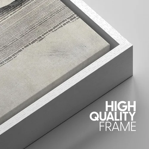 Miniatura 696 de SIGNWIN Lienzo enmarcado para pared, arte con pinceladas de flujo neutro en tonos beige abstractos, ilustraciones, arte moderno, decorativo