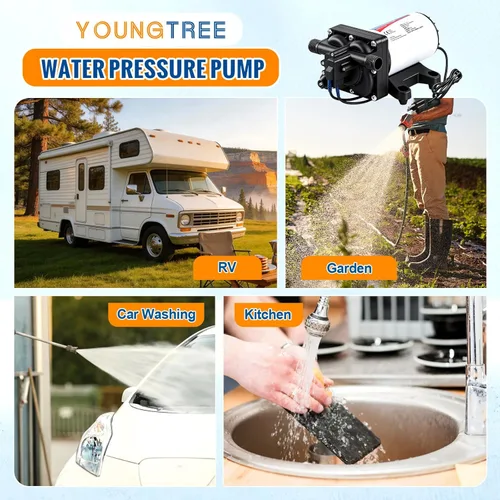 Miniatura 7 de YOUNGTREE Bomba de diafragma de presión de agua de 110 V CA 5.5 GPM, 70 PSI, bomba de transferencia de agua para autocebado de 110 voltios bajo