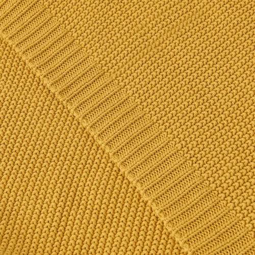 Miniatura 8 de Longhui bedding - Manta de punto trenzado de algodón amarillo mostaza para sofá cama, mantas de punto ligeras decorativas para el hogar con bolsa