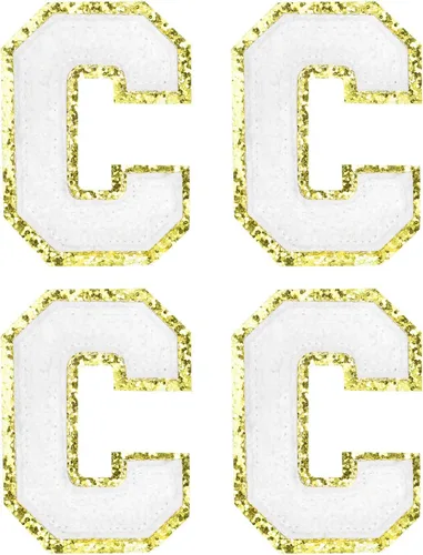 Miniatura 17 de MECCANIXITY 4 parches de letras de felpilla termo-adhesivas con letras del alfabeto blanco, talla M, 3 pulgadas de altura para ropa, zapatos