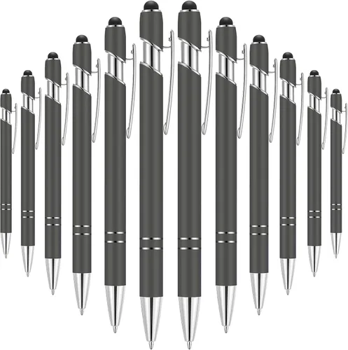 Miniatura 26 de Tenare 12 piezas 2 en 1 bolígrafo de metal con punta de lápiz capacitivo, bolígrafo de 1,0 mm de tinta negra para pantallas táctiles (color surtido)