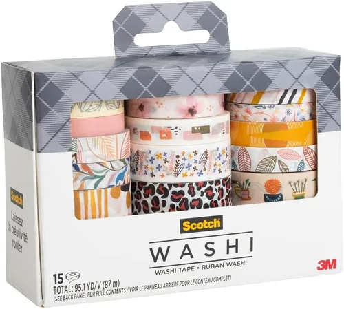 Miniatura 5 de Scotch Cinta washi, diseño tropical, 5 rollos, ideal para diario de viñetas, álbumes de recortes y decoración de bricolaje (C1017-5-P2)