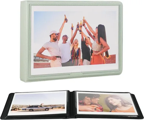 Miniatura 10 de Álbum de fotos pequeño de 4 x 6 pulgadas con capacidad para 28+1 fotografías horizontales, mini libro de fotos de capacidad con cubierta de cuero