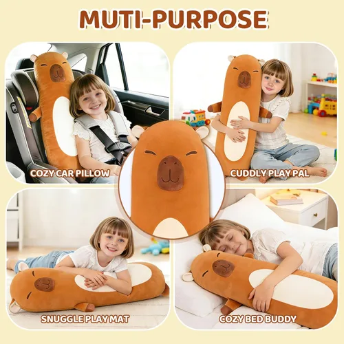 Miniatura 6 de Tianmihou - Almohada de peluche larga de 36 pulgadas con capybara, juguete grande, capybaras de peluche kawaii, peluches suaves gigantes