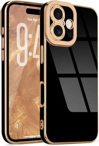 Miniatura 181 de Lafunda Diseñada para iPhone 13 Pro, fundas lujosas con chapado lindo para mujeres y niñas, elegante borde dorado, a prueba de golpes, TPU con funda
