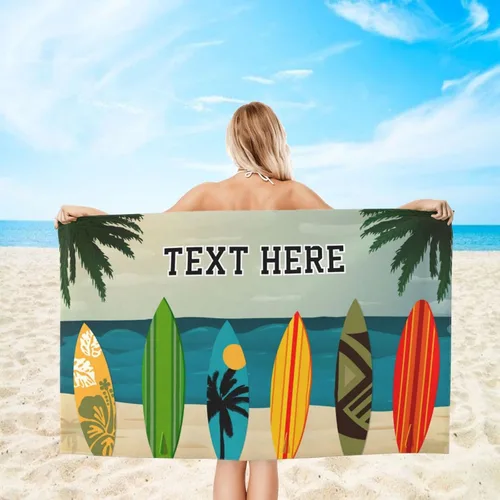 Miniatura 9 de Toalla de playa personalizada, toallas de playa personalizadas de animales de dinosaurio coloridos con nombre y foto, imagen de texto, toallas
