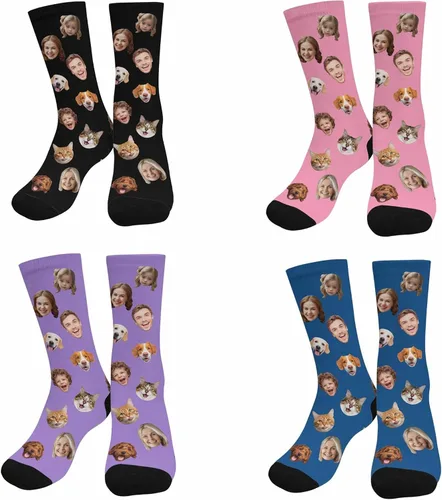 Miniatura 217 de Artsadd Calcetines personalizados para mujeres y hombres, amantes de los perros y gatos, regalos divertidos unisex personalizados