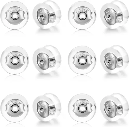 Miniatura 15 de Moconar - Parte trasera de aretes de silicona de oro de 18 quilates para tachuelas/orejas caídas, aretes pesados, no irritan, hipoalergénicos
