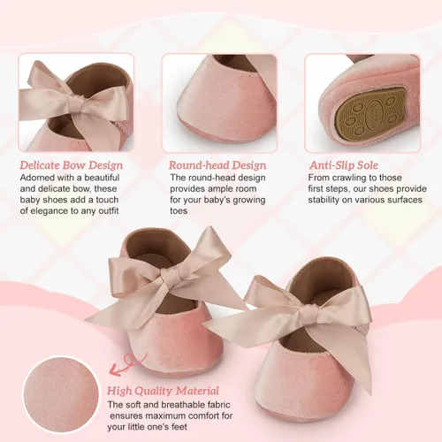 Miniatura 3 de KIDSUN Zapatos Mary Jane para bebés y niñas, suela de goma antideslizante, zapatillas de ballet para vestido de princesa, zapatos de boda, zapatos