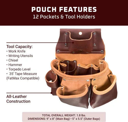 Miniatura 3 de Occidental Leather 3 Pouch Pro Tool Bag with Tape Holder Cafe