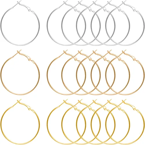 Miniatura 11 de 60 piezas de accesorios para aretes de aro, aretes de acero inoxidable, cuentas redondas, aretes abiertos, aros para cuentas para hacer joyas, 2.362