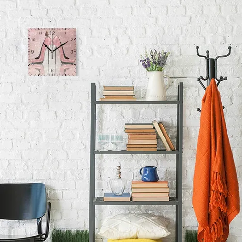 Miniatura 4 de ALAZA Zapatos de tacón alto de mariposa de 7.9 pulgadas, reloj de pared cuadrado, funciona con pilas, sin tictac, cuarzo silencioso para cocina